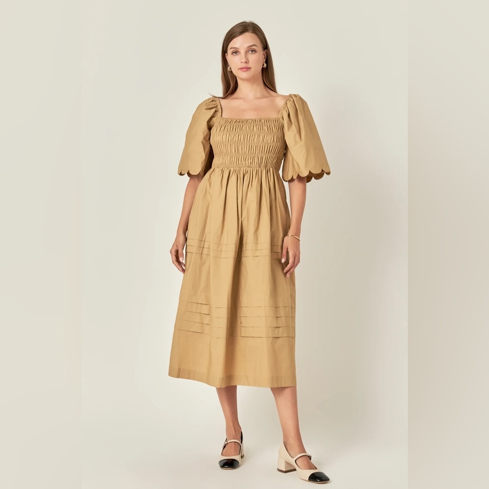 English Factory Scallop Detail Midi Dress. Size Medium.